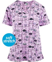 Green Town Oohh Llamazing Women's 3-Pocket V-Neck Print Scrub Top