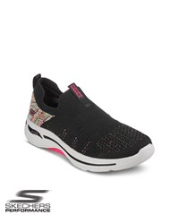 Skechers Go Walk Arch Fit Fun Times Black/Multi Women's Slip On Athletic Nursing Shoes