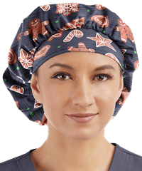UA Best Buy Gingerbread Cookies Granite Women's Bouffant Style Print Scrub Hat