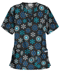 UA Snow Flurries Black Print Scrub Top