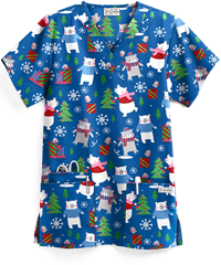 UA Beary Fun Winter Royal Women's 3-Pocket V-Neck Print Top