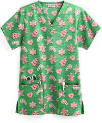 UA Gingerbread Cookies Gecko Women's 3-Pocket V-Neck Print Top