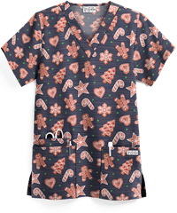 UA Gingerbread Cookies Granite Women's 3-Pocket V-Neck Print Top
