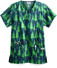 UA Winter Woodland Navy Women's 3-Pocket V-Neck Print Top