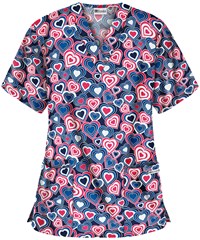 UA Lota' Love Royal Women's 3-Pocket V-Neck Print Scrub Top