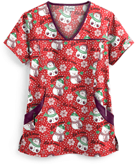 UA Let it Snowmen Red Women's 4-Pocket Princess Seam Print Top