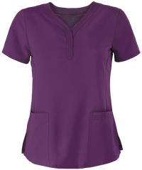Style # HE2167: EGGPLHealing Hands Purple Label Jane Women's 2-Pocket STRETCH Scrub Top