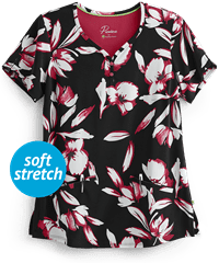 Healing Hands Premiere Isabel Exquisite Floral Women's 2-Pocket V-Neck Print Scrub Top