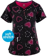 Healing Hands by Purple Label Isabel Love and Beyond Women's 2-Pocket Y-Neck Print Scrub Top 