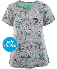 Healing Hands Premiere Simply Sweet Women's 2-Pocket STRETCH Y-Neck Print Scrub Top 