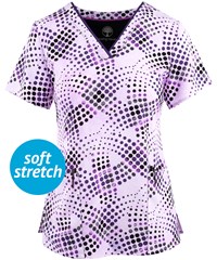 Healing Hands by Purple Label Amanda Gradient Circles Women's 3-Pocket V-Neck Print Scrub Top 