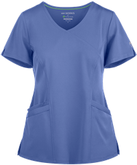 HH Works by Healing Hands Madison Women's 4-Pocket Mock Wrap STRETCH Scrub Top