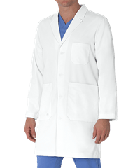 Healing Hands the White Coat Minimalist Luke Men's 4-Pocket 4-Button Scrub Lab Coat
