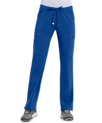 heartsoul Love Always Charmed Women's 6-Pocket STRETCH Drawstring PETITE Cargo Scrub Pants