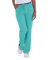 heartsoul Break On Through Women's 4-Pocket Low-Rise Drawstring STRETCH PETITE Scrub Pants
