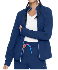 heartsoul Good Vibes Women's 2-Pocket Zip Front Packable Scrub Jacket