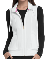 Style # HL500: WHITEheartsoul Break On Through Women's 2-Pocket w/ Removable Hoodie Scrub Vest