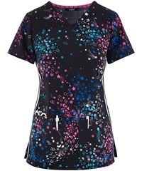 heartsoul What's Your Sign Women's 3-Pocket STRETCH V-Neck Print Scrub Top