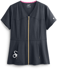 heartsoul Break On Through Women's 2-Pocket V-Neck Zip Front Scrub Top