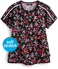 heartsoul Loving Hope Women's 1-Pocket Round Neck Tuck-In Print Scrub Top
