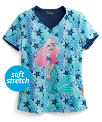 heartsoul Ocean Dream Ariel Women's 3-Pocket V-Neck Print Scrub Top