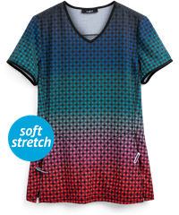 heartsoul Colorful Check Women's 2-Pocket V-Neck Print Scrub Top