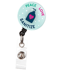 Bonitas ID Avenue Peace Love Sanitize Retractable Badge Reel