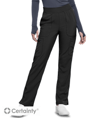Style # IN065: BLACKCherokee Infinity Women's 6-Pocket Rib Knit Waistband Cargo Scrub Pants
