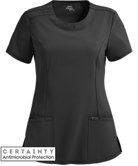 Style # IN2624: BLACKCherokee Infinity Women's 3-Pocket Round Neck STRETCH Scrub Top