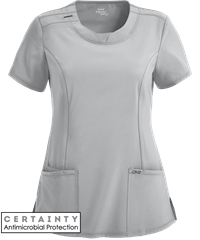 Style # IN2624: GREYCherokee Infinity Women's 3-Pocket Round Neck STRETCH Scrub Top