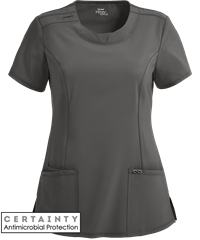 Style # IN2624: PEWTECherokee Infinity Women's 3-Pocket Round Neck STRETCH Scrub Top