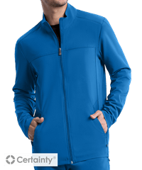 Cherokee Infinity Men's 3-Pocket Knit Side Panels Zip Front Scrub Jacket