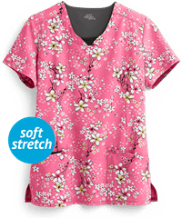 Cherokee Infinity Divine Daisy Women's 3-Pocket V-Neck Print Scrub Top