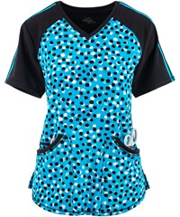 Cherokee Infinity Definitely Dots Women's 4-Pocket STRETCH V-Neck Print Scrub Top