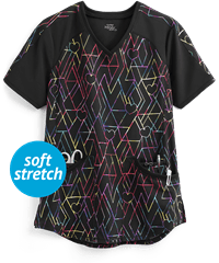 Cherokee Infinity Loving Lines Women's 4-Pocket V-Neck Print Scrub Top