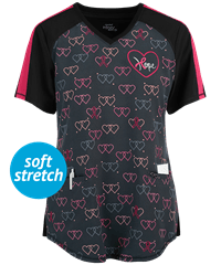 Cherokee Infinity Infinite Hope Women's 2-Pocket V-Neck Print Scrub Top