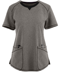 Cherokee Infinity Women's 4-Pocket Round Neck Rib Knit Back Scrub Top