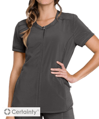 Cherokee Infinity Women's 4-Pocket Zip Front Round Neck STRETCH Scrub Top