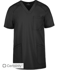Style # IN900: BLACKCherokee Infinity Men's 3-Pocket Knit Side Panel STRETCH Scrub Top