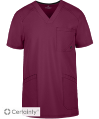 Style # IN900: WINECherokee Infinity Men's 3-Pocket Knit Side Panel STRETCH Scrub Top