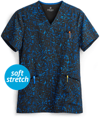 Cherokee Infinity From Scratch Royal Men's 3-Pocket V-Neck Print Scrub Top