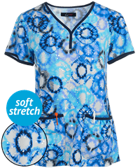 koi Lite™ Firework Tie Dye Eve Women's 2-Pocket Y-Neck Print Scrub Top