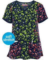 koi Lite™ Rainbow Ditsy Eve Women's 2-Pocket Y-Neck Print Scrub Top