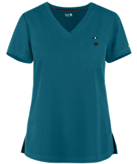 Style # K1010: CARIBkoi Next Gen Ready to Work Women's 1-Pocket V-Neck STRETCH Scrub Top