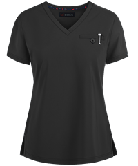 Style # K1011: BLACKkoi Basics Kade Women's 1-Pocket V-Neck Tuck-In STRETCH Scrub Top