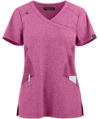 koi Basics Charlotte Women's 2-Pocket Mock Wrap Knit Panel STRETCH Scrub Top