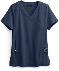 Style # K1032: NAVYkoi planet Eco Women's 4-Pocket Mock Wrap Scrub Top