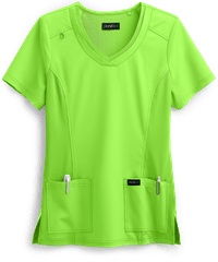 Style # K1034: GRTEAkoi planet Longevity Women's 2-Pocket V-Neck Scrub Top 