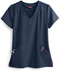 Style # K1039: NAVYkoi Lite™ STRETCH Velocity Women's 3-Pocket Y-Neck Scrub Top