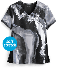koi Lite™ Platinum Marble Women's 2-Pocket V-Neck Print Scrub Top